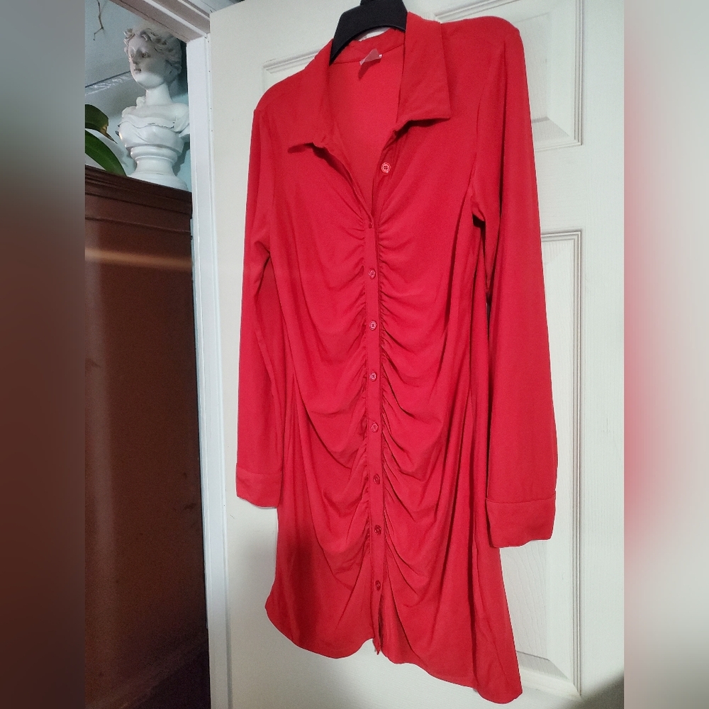 No Boundaries Ruched Button Front Dress XXL